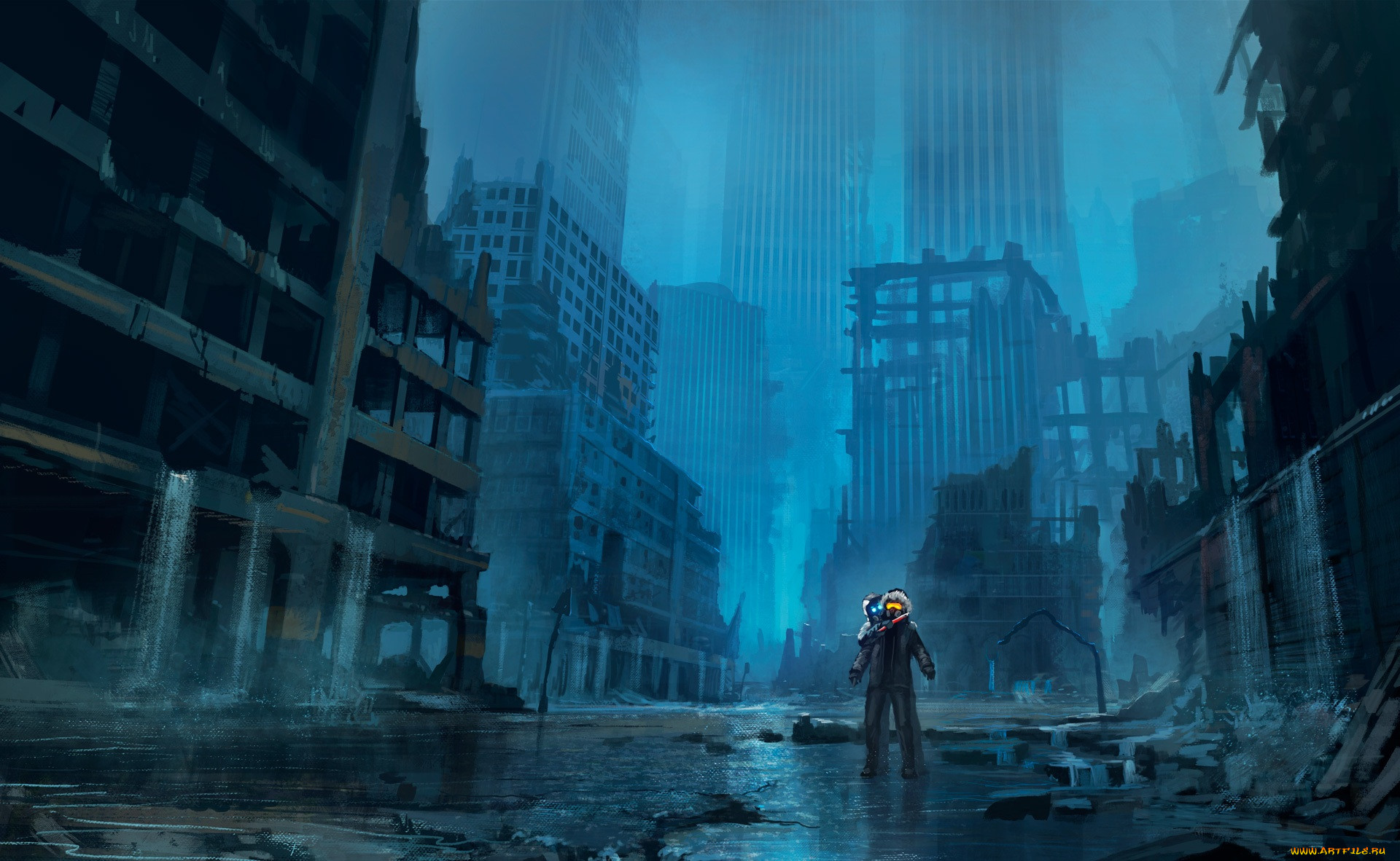 Разрушенный город аниме
